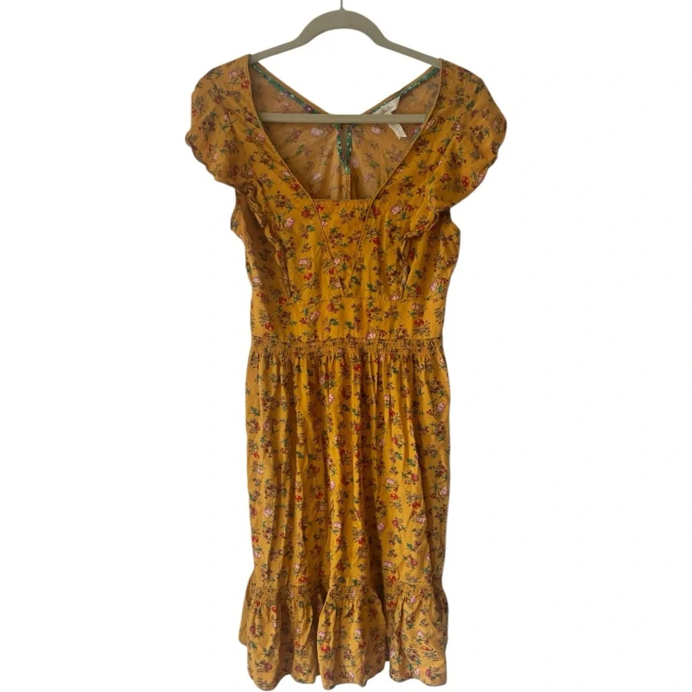Matilda Jane Women's Fantasy Fancy Dress Yellow Floral Smocked Ruffle S - Picture 2 of 6